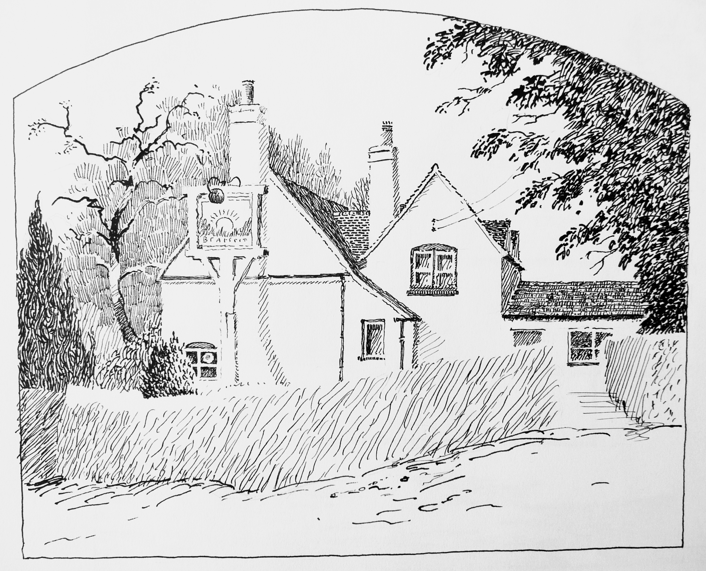 public house pen and ink drawing