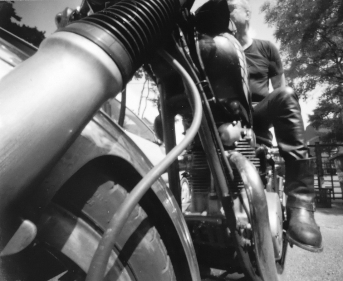 pinhole photograph of front forks